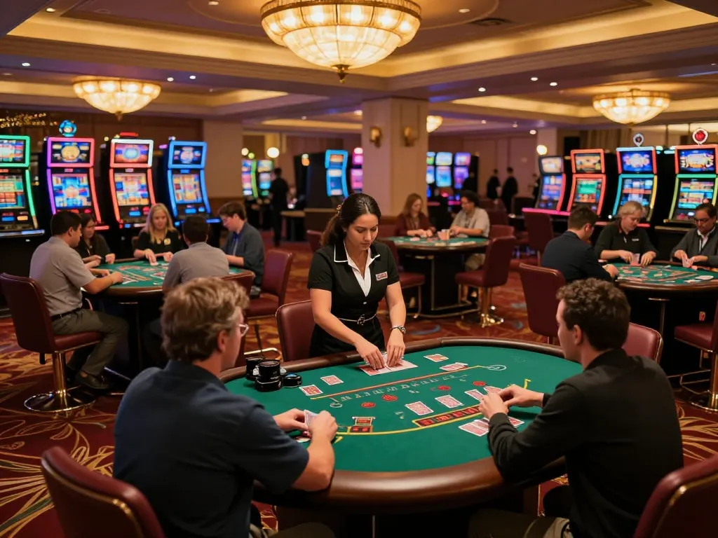 Players enjoying a lively blackjack game at GI8 casino with a professional dealer managing the table