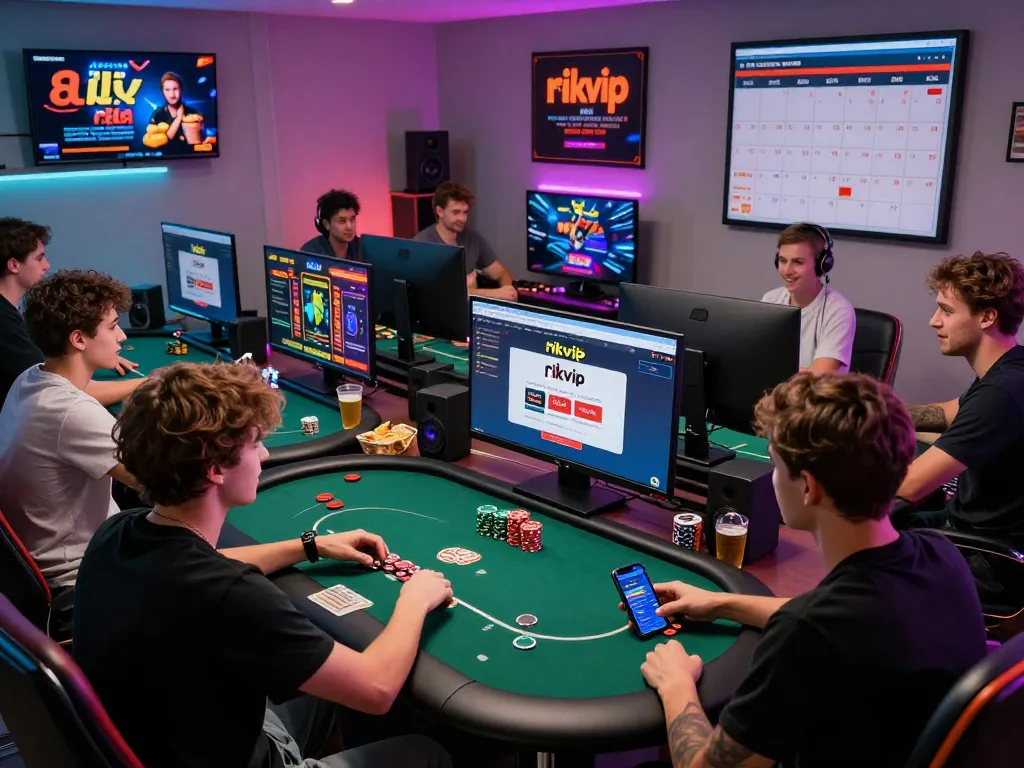 Engaged players enjoying rikvip games in a vibrant online gaming setup.