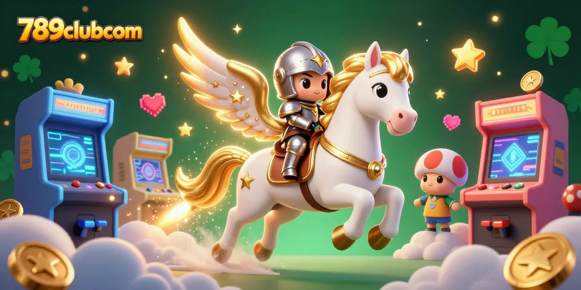 Experience thrilling gameplay at 789clubcom with a 3D animated scene featuring a celestial horse, capturing the excitement of online gaming.