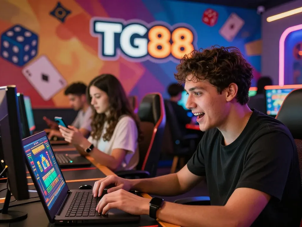 Dynamic gaming scene showcasing players on the trang chủ TG88 platform, highlighting excitement and engagement in online betting.