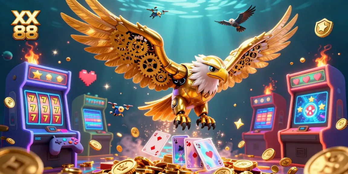 Engage in thrilling gameplay with XX 88, exploring a vibrant 3D casino world filled with neon elements.