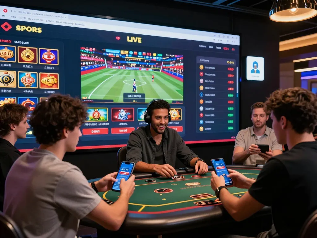 Engaging online gambling experience with Five88’s vibrant sports betting interface and excited players.