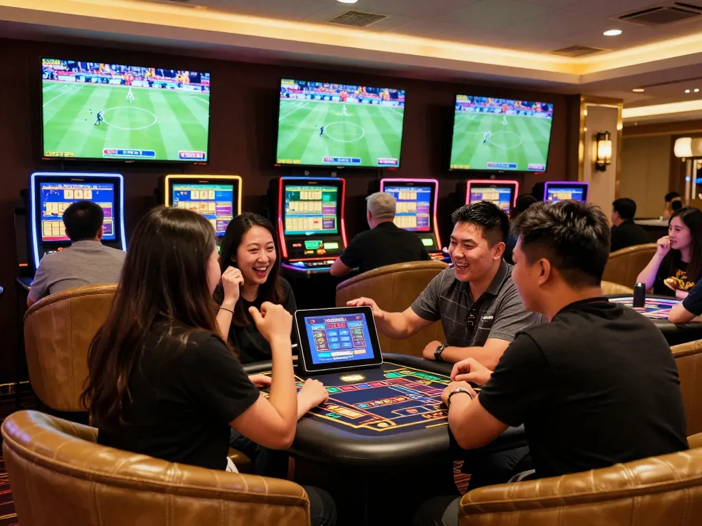 KONG88 sports bettors intensely engaged while cheering for live events in a luxurious setting
