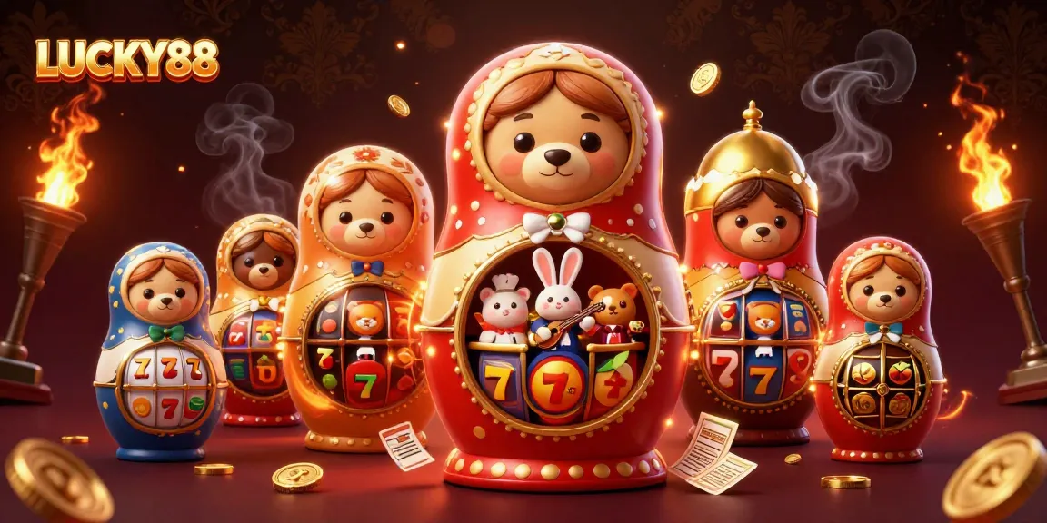 Play LUCKY88's exciting slot game with vibrant cartoon characters and casino elements.