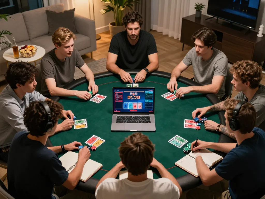 Sunwin players engaging in an intense online poker game, focused on strategy and betting.