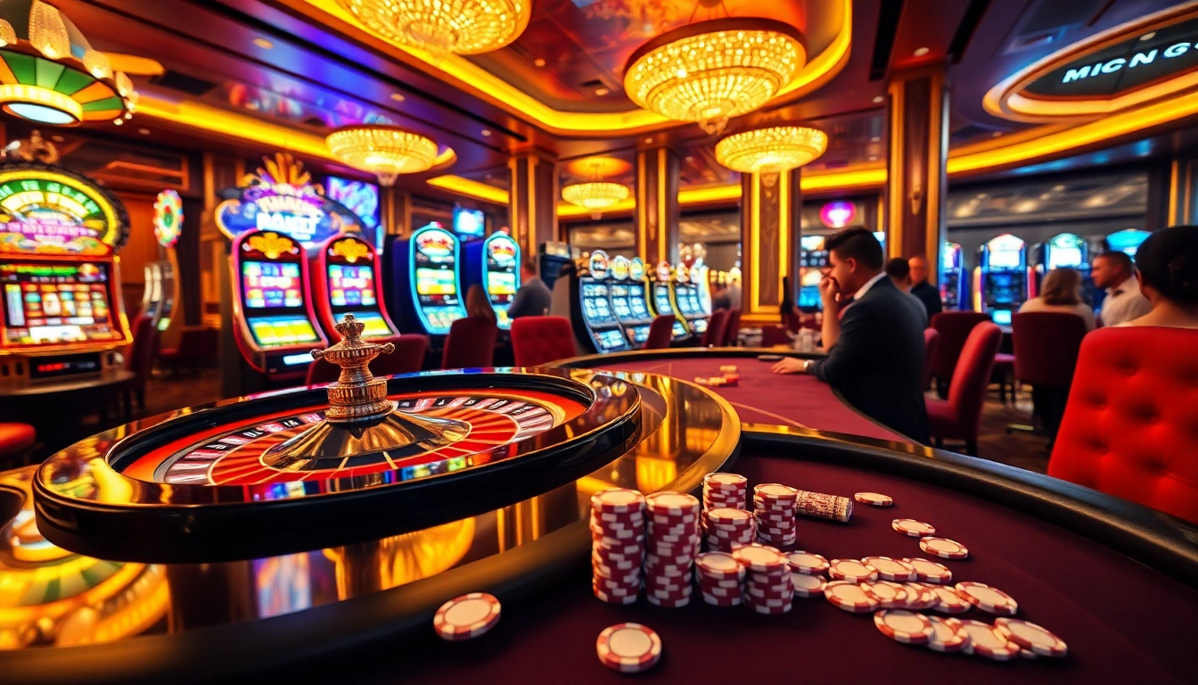Excited gamblers celebrating wins at a luxury casino table with the essence of https://tr88.work/.