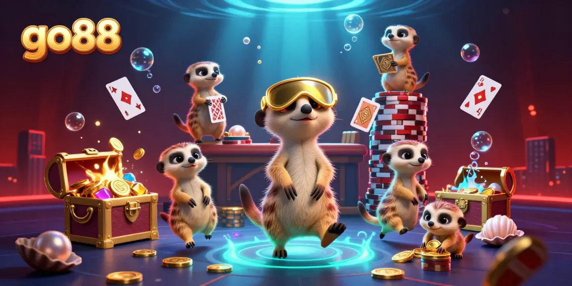 Engage with the vibrant go88 casino world, featuring playful meerkats running an exciting gaming operation.