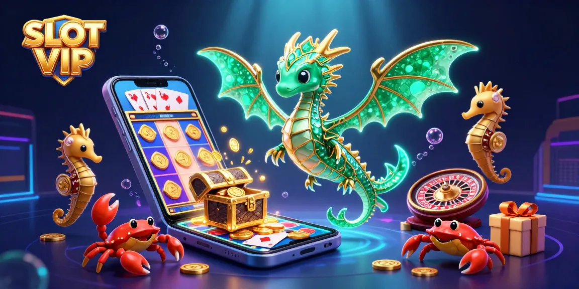 SLOT VIP presents an enchanting underwater scene with a leaf dragon and vibrant slot gaming elements.