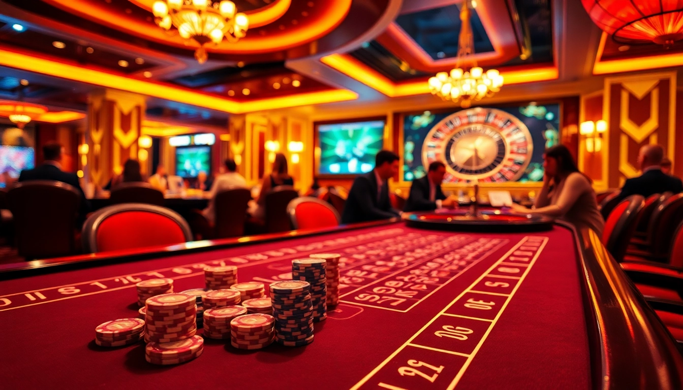 Experience thrilling gameplay at Hitclub's luxurious casino, with vibrant poker chips and engaging scenes.