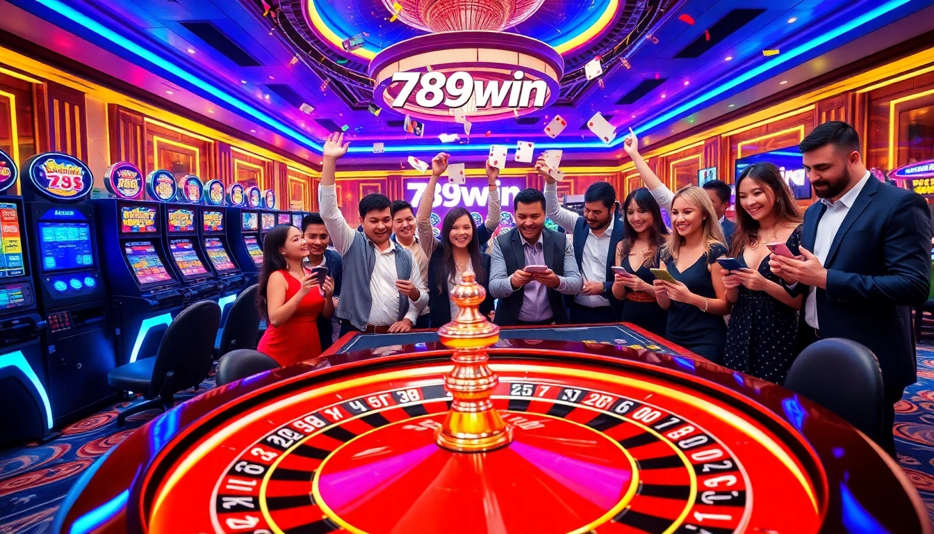 Exciting casino action showcasing 789win with players enjoying roulette and slots while engaging online.