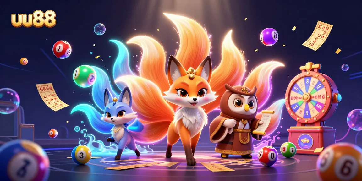 Experience uu88's vibrant gaming world with colorful lottery elements and enchanting characters.