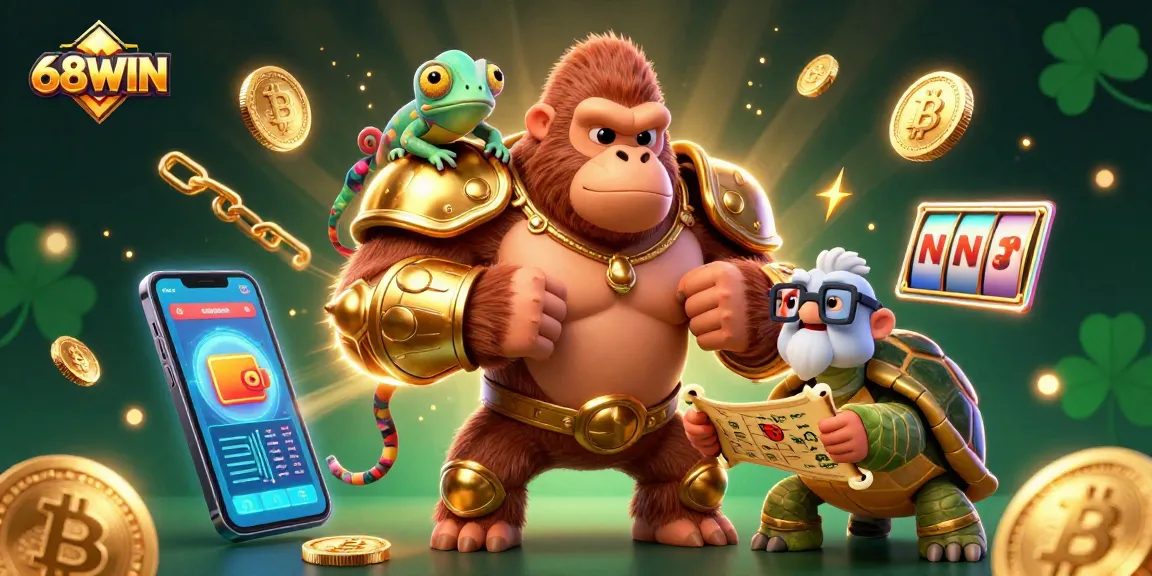 Experience thrilling slots at 68WIN with dynamic characters and exciting gaming elements in an exhilarating scene.