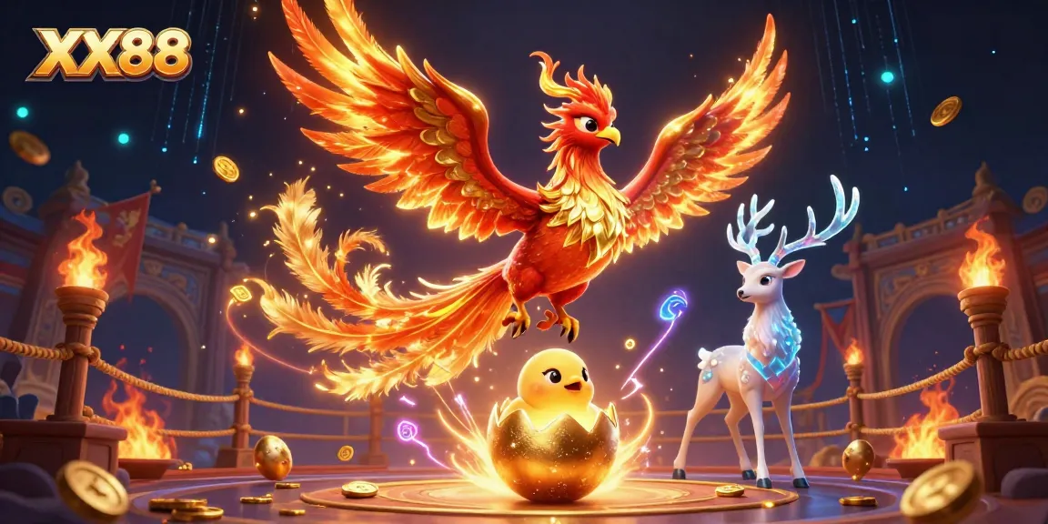 Experience thrilling gaming with XX88's vibrant phoenix scene showcasing action and energy in the casino world.