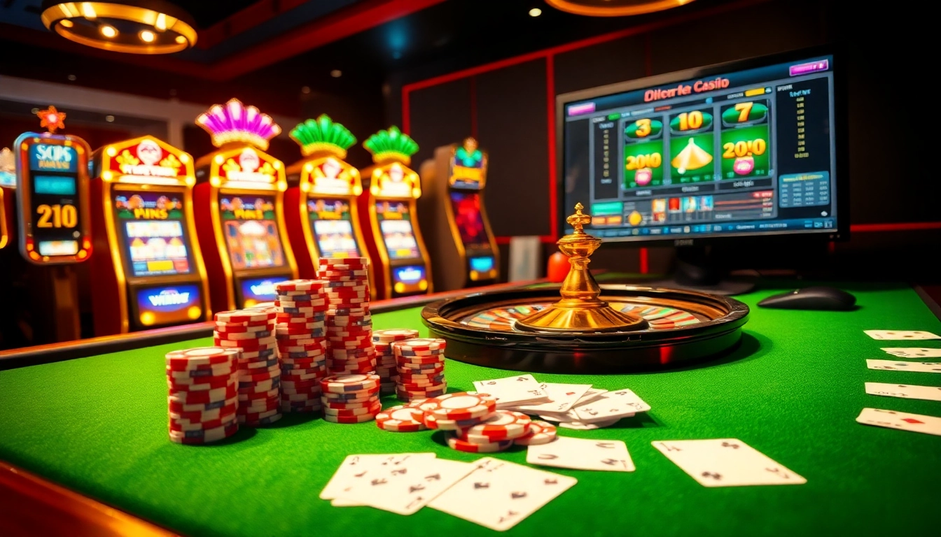 Experience the excitement of Pu88 trang chủ with vibrant online casino visuals featuring poker chips, roulette wheel, and slot machines.