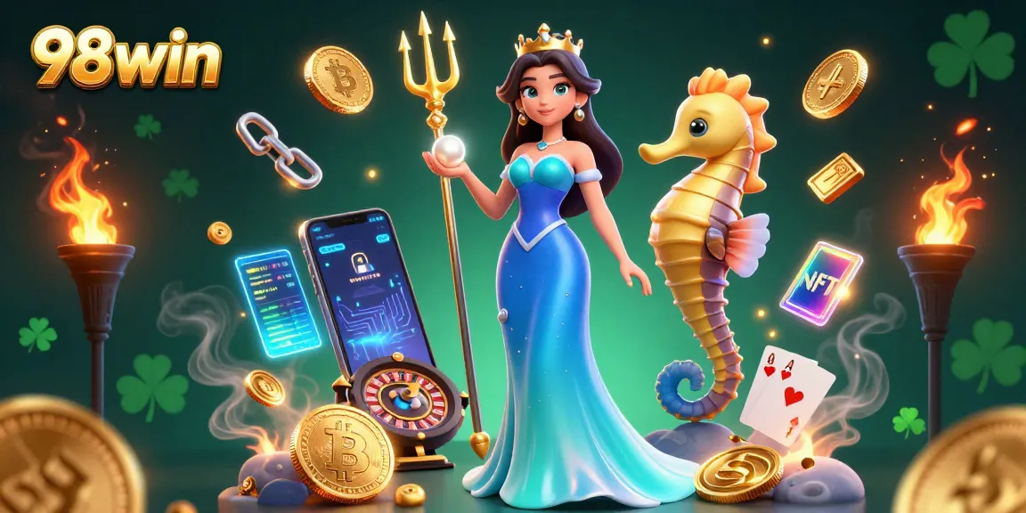 Win big at 98win with captivating gameplay and luxurious prizes in this vibrant casino illustration.