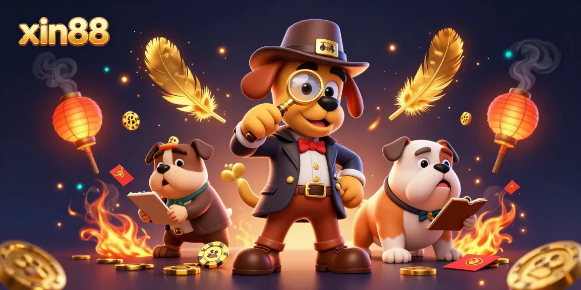 Join the excitement at xin88 with a detective and his companion uncovering treasures in a vibrant casino setting.