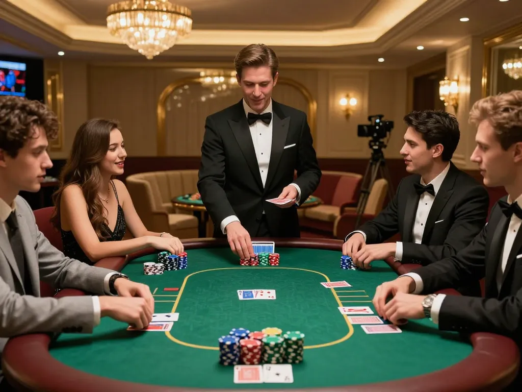 Friends engaged in a poker game at LV88 casino, showcasing strategic gameplay and friendly competition.