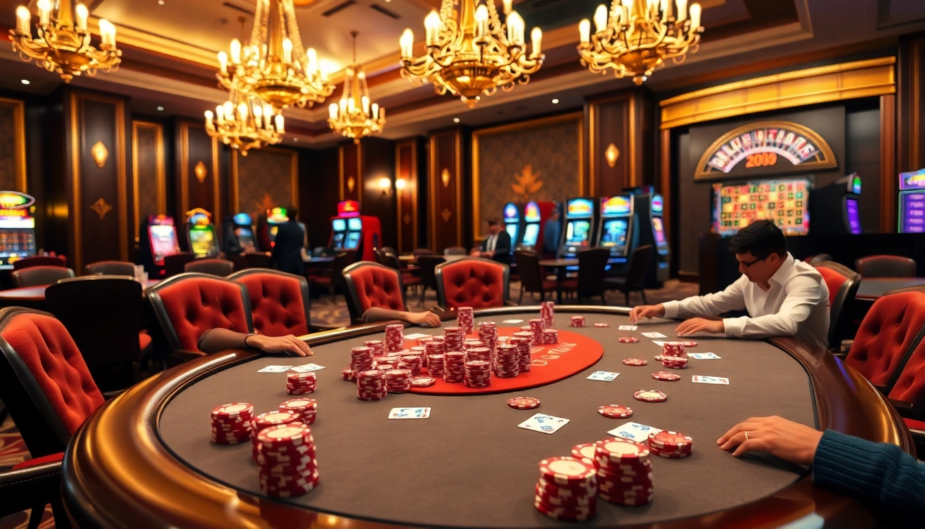 Engaging poker game at mm88 casino with vibrant cards and chips.