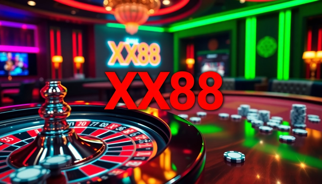Experience the thrill of online gaming at XX88 with vibrant casino visuals.