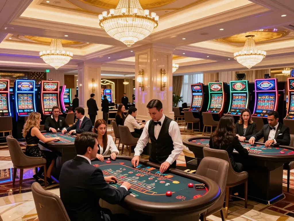 KAYA88 players enjoying a high-stakes gambling experience in a luxurious casino atmosphere.
