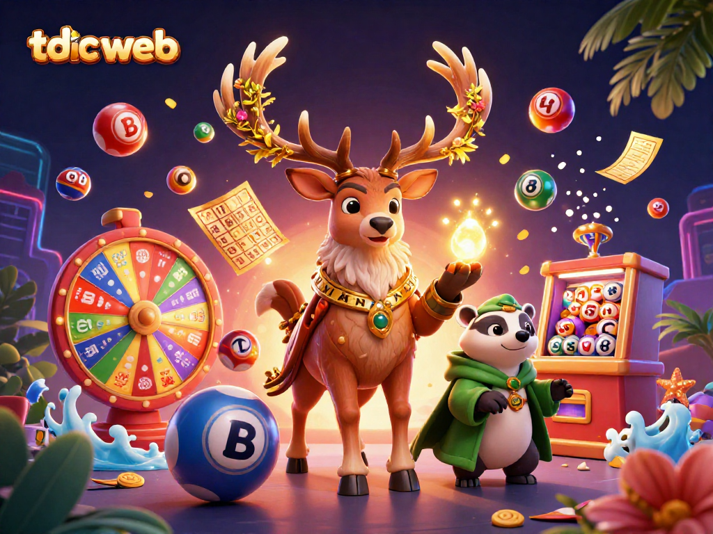 Experience vibrant luck and excitement with tdtc web's engaging lottery and gaming illustration.