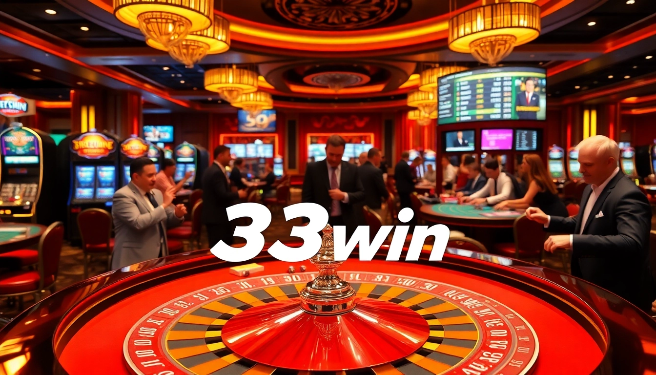 Players enjoying a thrilling casino experience at 33win, featuring roulette and poker games.