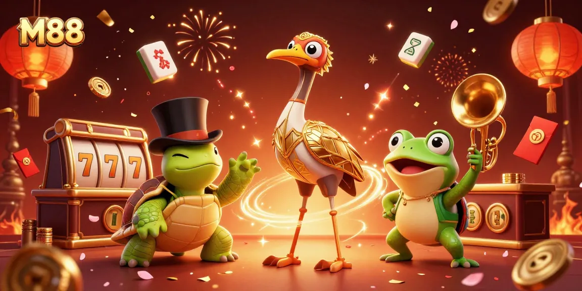 M88 brings excitement with dynamic slot games, vibrant characters, and festive decorations.