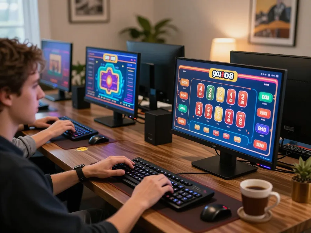 Player enjoying strategic gameplay on go8 platform in a cozy online gaming setup.