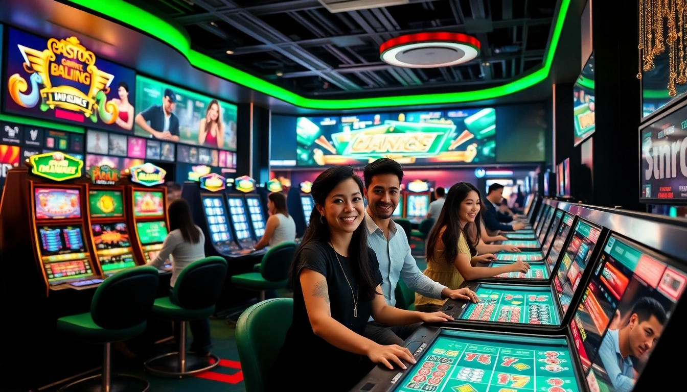 Engaging online gambling scene at vn88.com with diverse players in a luxurious casino atmosphere.