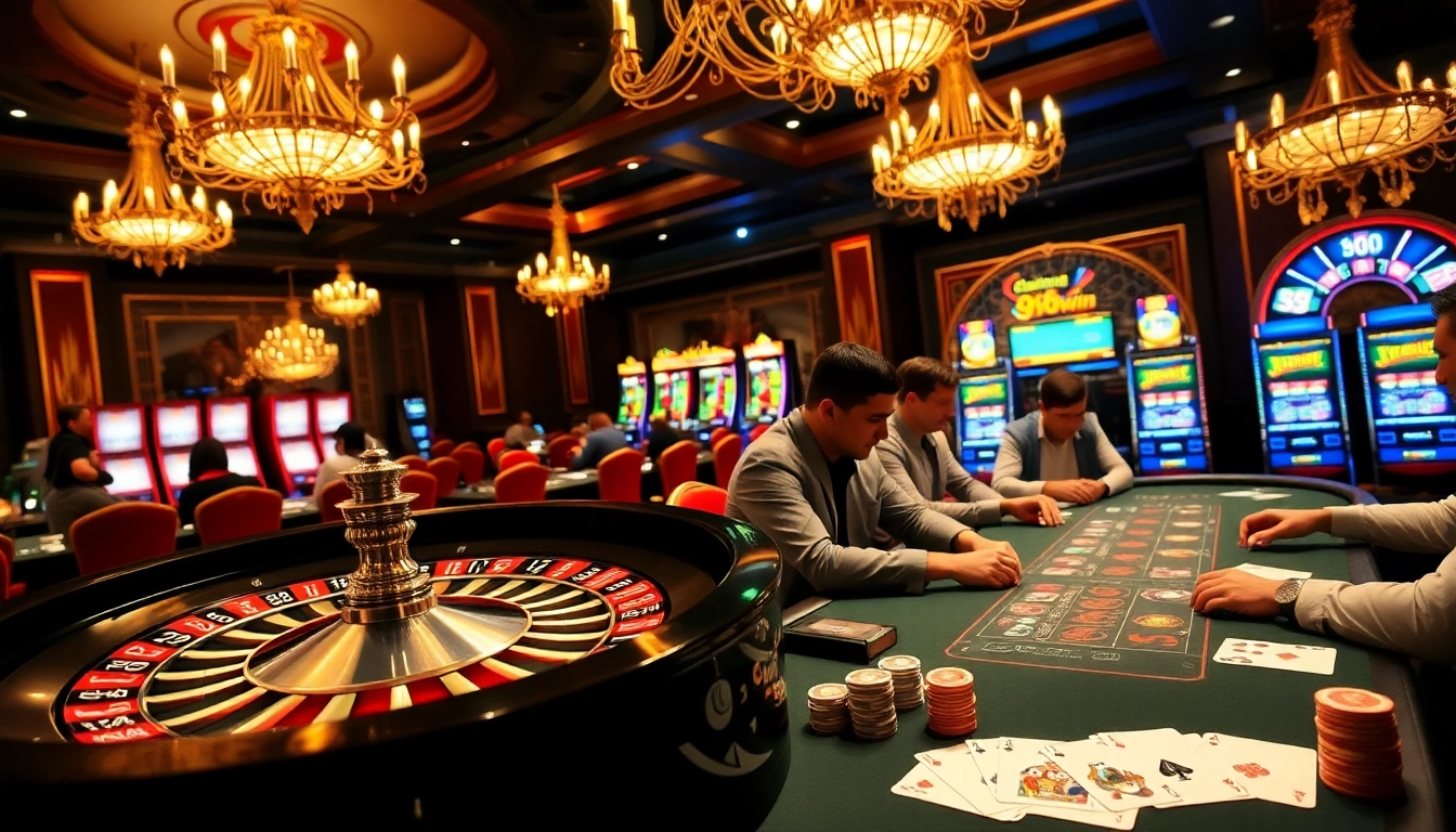 Exciting poker game at 98Win casino showcasing vibrant chips and focused players.