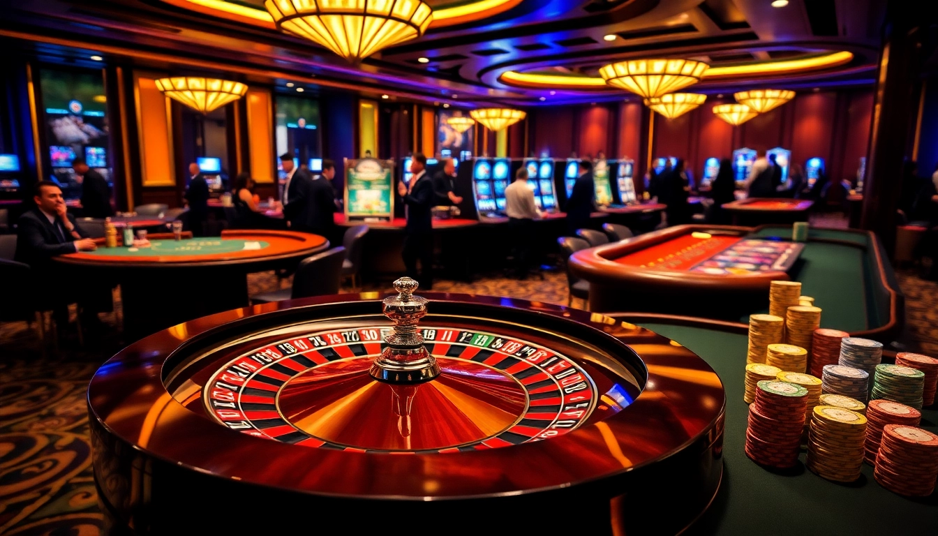 Experience the excitement of five88 with luxurious casino elements like roulette tables and poker chips.