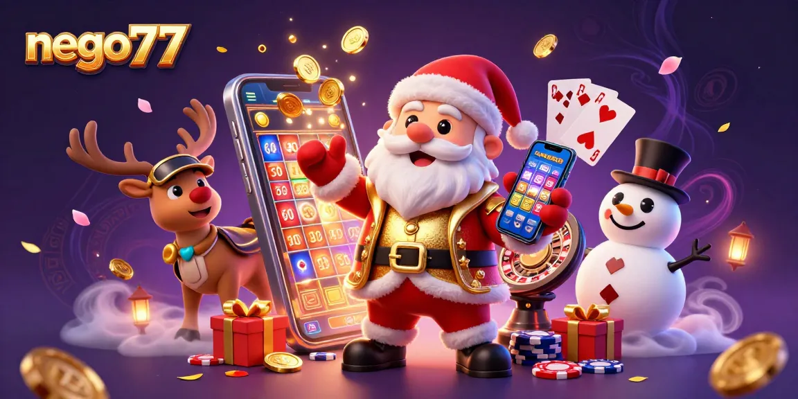 Nego77 delivers a thrilling casino experience with Santa and friends amidst dynamic gaming elements.
