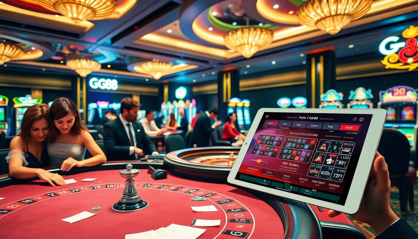 GG88 casino scene featuring high-stakes poker and immersive gaming technology.