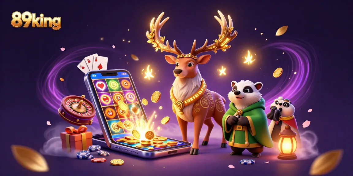 Engage with 89king's dynamic gaming scene featuring enchanting druid characters and casino elements.