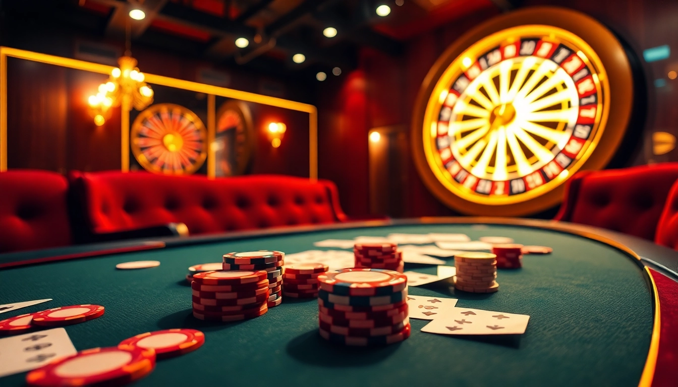 Engage with thrilling games at https://jtg88.com/ featuring poker chips and roulette wheel.
