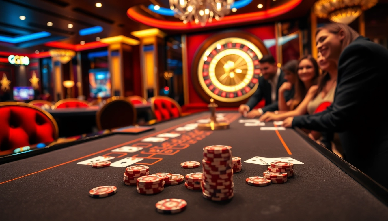Experience the thrilling action at gg88's gaming table with vibrant chips and dazzling cards.