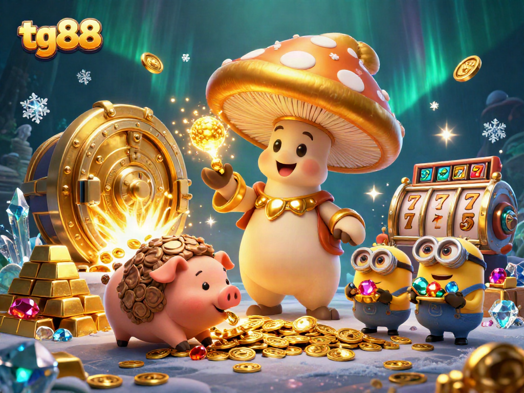 Engage with tg88's magical casino adventure filled with treasures and excitement in an immersive 3D scene.