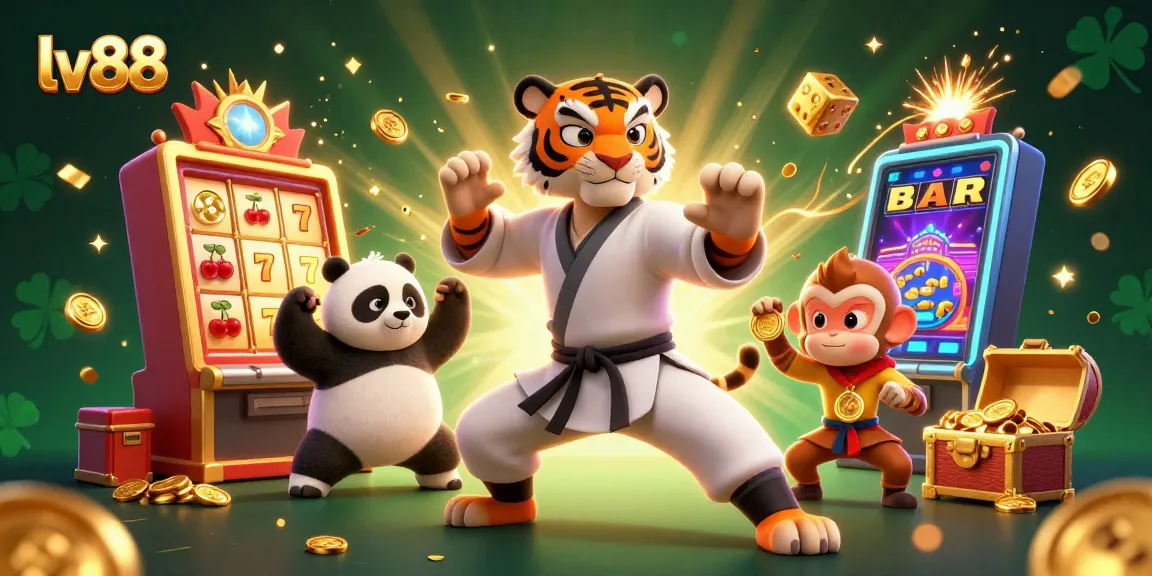 Experience the lv88 excitement with dynamic characters and a vibrant casino scene filled with jackpots.