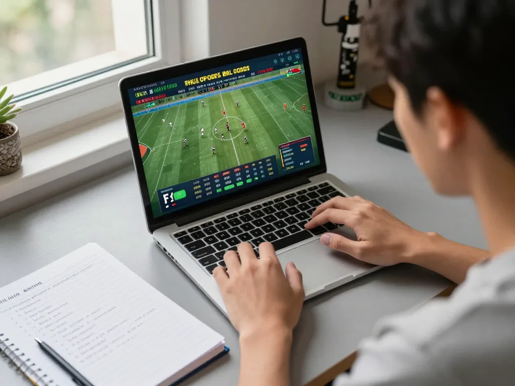 The excitement of sports betting with 98wincom on a laptop showcasing live odds and strategies