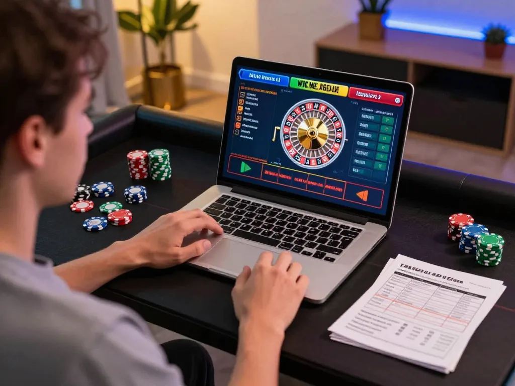 Engage with 79KING online roulette gameplay from a cozy, modern setup showcasing strategy notes and chips.