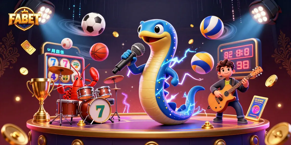 Experience thrilling action at FABET with vibrant 3D illustration of underwater casino elements.