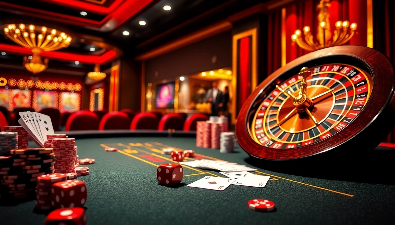 Experience the excitement of the Okwin game at a luxurious casino table filled with vibrant chips and dice.