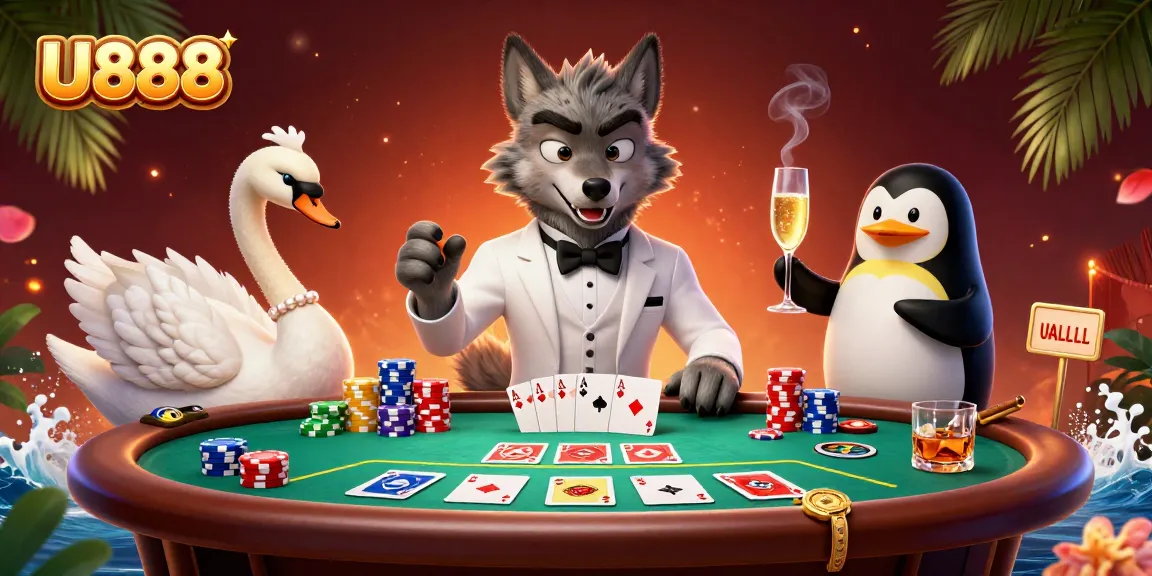 Experience the excitement of U888 as characters engage in dynamic casino action with vivid details.