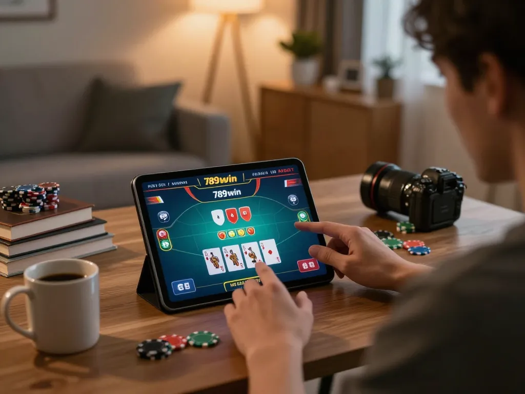 Engaging online gaming session at home on 789win featuring live dealer blackjack interface