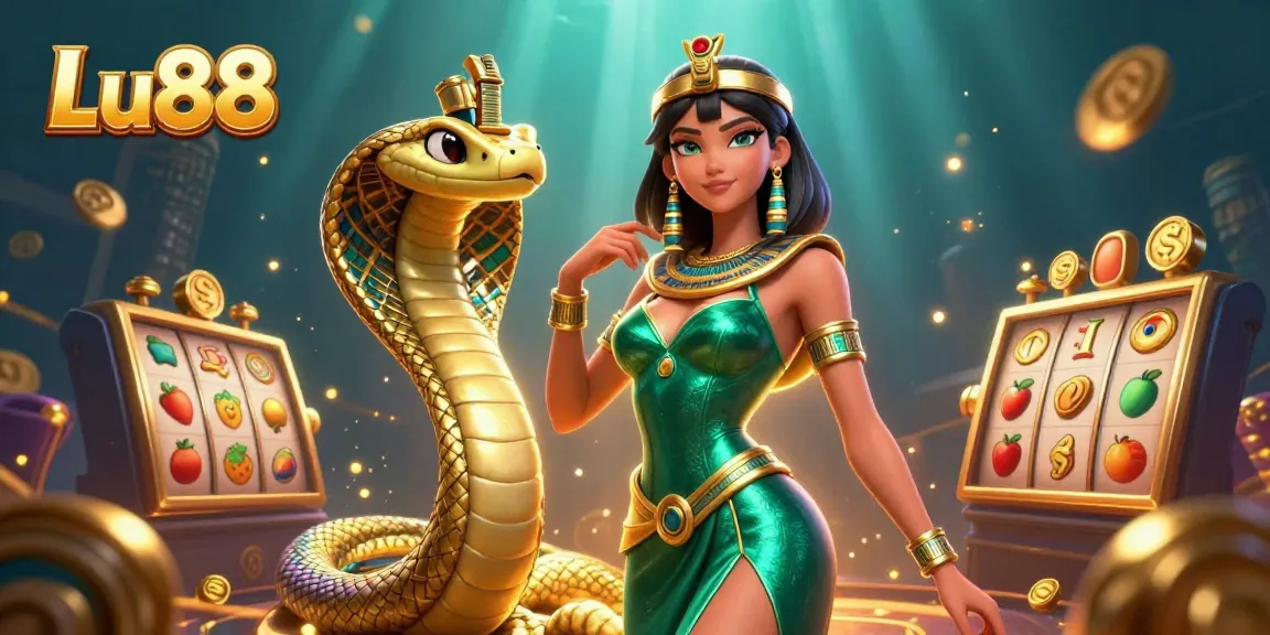 Engage with Lu88's thrilling slots through vibrant 3D imagery featuring casino elements.