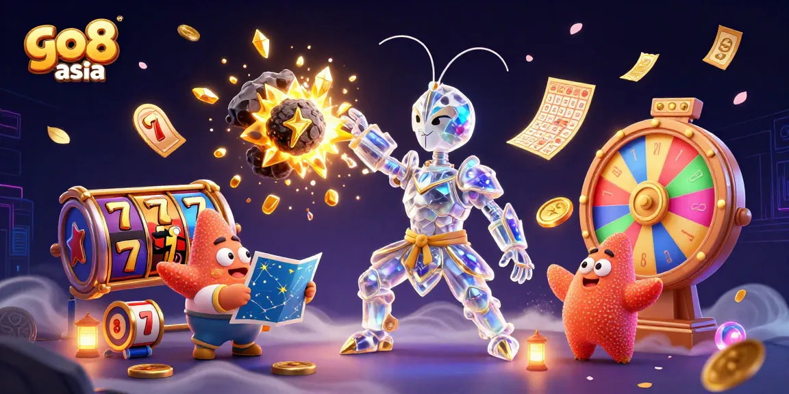 Experience go8 asia's dynamic slot gameplay with a galactic samurai amidst vibrant casino elements.