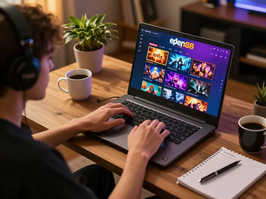 Engaging gameplay of Game open88 displayed on a laptop, showcasing vibrant online casino graphics