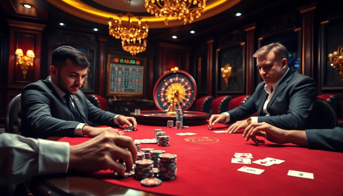 Engaging players enjoying high-stakes gaming at casino tables featuring nk 88 elements.