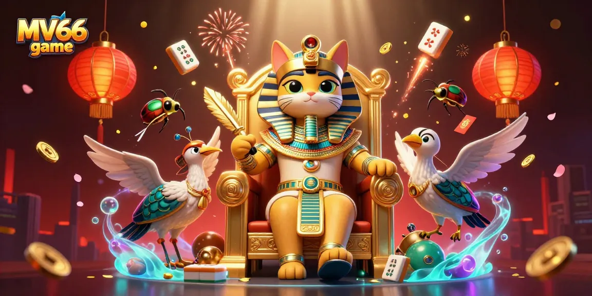 Engage with the MV66 game experience through a vibrant 3D casino illustration filled with rich detail.