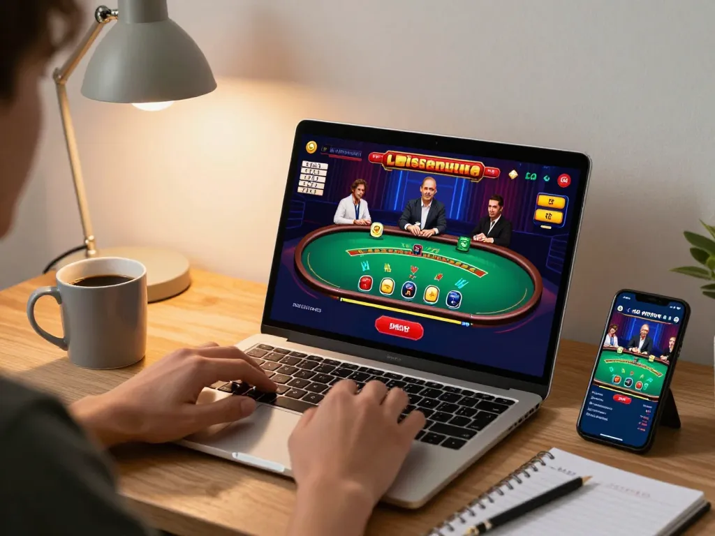 Engaged in Hitclub online blackjack, player enjoying a strategic gaming session at home